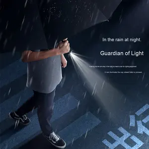 <span class=keywords><strong>Parapluie</strong></span> de voyage moderne entièrement automatique avec lampe LED, pare-soleil, protection solaire inversée, pliable en trois sections - Product Image 4