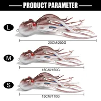 Spinpoler 110g 150g 200g TPR Octopu Leurre De Pêche En Plastique Squid Grand Jeu Artificiel Doux Appât En Métal Jig Queue Assist Crochet Tackle