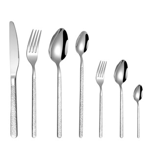 Ensemble d'argenterie en acier inoxydable <span class=keywords><strong>de</strong></span> luxe doré, couverts, couteau martelé, <span class=keywords><strong>fourchette</strong></span>, cuillère <span class=keywords><strong>à</strong></span> gâteau, <span class=keywords><strong>restaurant</strong></span> <span class=keywords><strong>à</strong></span> domicile - Product Image 5