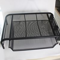 Support d'écran d'ordinateur en maille robuste, noir, organiseurs de bureau, tiroir en métal réglable portable, accessoires de bureau noirs, rehausseur