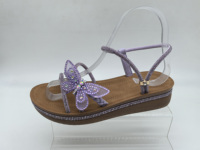 Sandales papillon en maille scintillante pour femmes, en PU, plates, avec strass, boucle à la cheville, semelle épaisse antidérapante, respirantes, chaussures décontractées d'été