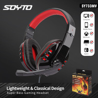 Casque de jeu filaire SY733MV avec haut-parleur de 40 mm, son surround virtuel 7.1, micro à réduction de bruit pour PC, ordinateur portable, mobile et tablette