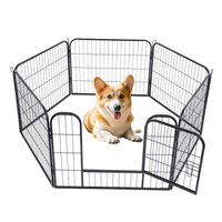 Parc pour chien en métal robuste, pliable, 6 panneaux, clôture d'exercice pour animaux de compagnie avec porte, pour intérieur et extérieur, pour chiens de petite et moyenne taille