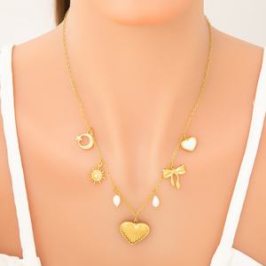 High-End Necklace with Heart Pendant Collarbone <b>Chain</b> <b>Titanium</b> Steel Jewelry Stainless Steel Link <b>Chain</b> - Product Image 2