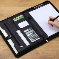 Portafolio Multifuncional A4 Personalizado de Cuero PU con Calculadora y Cierre, con Logotipo Personalizado