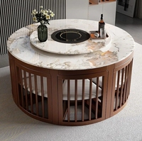 Juego de Comedor Moderno y Sencillo con Mesa Retráctil de Mármol y Sillas Plegables de Madera Maciza para Casa o Apartamento