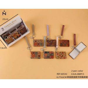 Specchietto tascabile quadrato Z Classic Bark Style 6,2x8,6 cm con motivo misto e cinturino per donna - Product Image 1