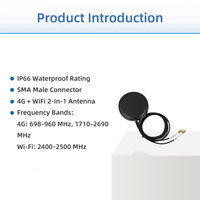 Antena Externa 2 en 1 4G LTE WiFi Combo YEMA004AA con Montaje de Tornillo Macho, IP66 Impermeable, Omnidireccional para Router, Gateway, IoT