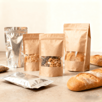 Emballages RDY pour desserts, pâtisseries, gâteaux, sacs en papier kraft à fermeture éclair, emballages alimentaires pour livraison, sacs en papier, boîtes en papier