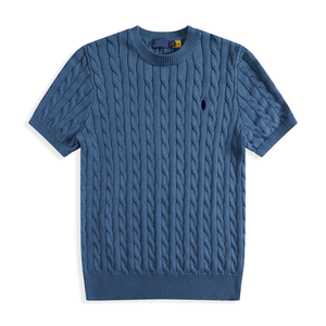 Pull-over décontracté à col rond et manches courtes 100 % coton uni pour homme, collection printemps-été, vente en gros transfrontalière pour jeunes garçons - Product Image 4