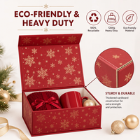 Boîte cadeau de Noël pliable magnétique avec gaufrage, pelliculage mat, doublure en éponge, recyclable pour l'affichage commercial festif