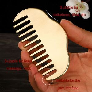 Hochwertiges Metall Kupfer <span class=keywords><strong>Gua</strong></span> <span class=keywords><strong>Sha</strong></span> Kamm Kopfhaut Kopf massage Messing Haar kratz kamm für Hals und Körper Spezial geschenke - Product Image 4