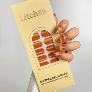 Tendance TikTok, enveloppes d'ongles en gel sans UV, écologiques, dégradé brun caramel chaud, autocollants d'ongles en gel pour les influenceurs de style de vie d'automne - Product Image 1