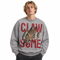 Sweat-shirt unisexe à col rond en coton mélangé gris chiné 400 g/m² avec motif tigre, style streetwear, vente en gros