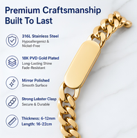 Bracelet personnalisé gravé au laser avec nom, en acier inoxydable, étanche, chaîne cubaine, pour femmes et hommes, bracelet à maillons tendance