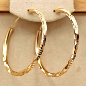 CAOSHI Trendy Fashion Jewelry Geometry Concave Convex Women Earrings Large Gold Plated Hoop Earrings for Women