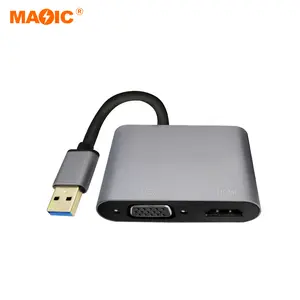 USB 3.0 HDMI VGA 어댑터 케이블 USB3.0 멀티 포트 듀얼 출력 디스플레이 1080P 오디오 비디오 컨버터