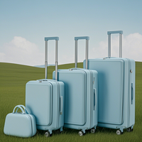 Ensemble de 4 valises à roulettes avec poche avant extensible, port de charge USB, 12''20''24''29'', valises à roulettes ABS