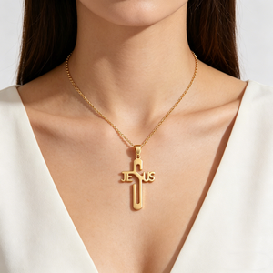Collier pendentif YK en acier inoxydable, croix chrétienne, Jésus, foi, prière, église, baptême, déclaration religieuse - Product Image 6
