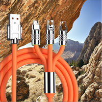 Kabel USB Type-C Pengisian Daya Super Cepat 3 in 1, Kabel Data Pengisian Cepat Silikon USB Logam