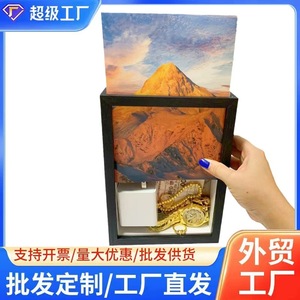 Hidden <b>Photo</b> Frame <b>Storage</b> <b>Box</b> Rectangle Wall Mounted Jewelry And Accessories Organizer Customizable Thickness Engraving - Product Image 5