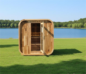 Sauna Cuadrada Exterior de Cedro Rojo Canadiense para 4-6 Personas con Puerta de Vidrio y Estufa de Leña o Eléctrica - Product Image 1