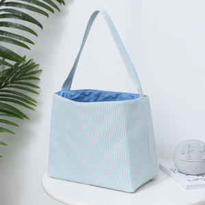 Sac fourre-tout en toile en gros, paniers décoratifs de Pâques, seau de chasse aux œufs pour enfants, panier de Pâques en tissu monogramme en seersucker pour adolescents - Product Image 2