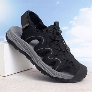 Sandalias de Playa para Hombre 2026, Frescas, Cómodas y Ligeras, con Parte Superior de Cuero Sintético, Suela de Goma, Diseño Calado y Transpirable, Zapatos de Verano - Product Image 1
