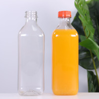 Bouteilles de jus en plastique PET carrées personnalisées avec logo, 200 ml, 300 ml, 500 ml, incassables, avec bouchons à vis scellés