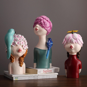 Escultura de Niña de Estilo Nórdico, Figura Decorativa de Resina para Mesa, Adorno Artesanal para Sala de Estar - Product Image 3