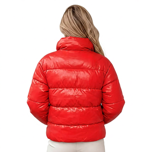 <b>Pink</b> Puffer <b>Jacket</b> Women Stand Collar Zipper Closure Winter Casual Coat Thick Polyester Wadding Short Length Windproof Design - Product Image 6