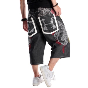 Venta al por mayor de los hombres pantalones <span class=keywords><strong>cortos</strong></span> de mezclilla de moda de verano Casual suelto Hip Hop pantalones vaqueros <span class=keywords><strong>cortos</strong></span> holgados para los hombres - Product Image 1