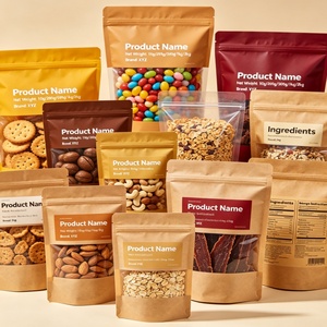 <b>Biodegradable</b> Custom Printed Kraft <b>Paper</b> PLA Lined Flat Bottom Stand up Pouch for Organic Nuts Food Packaging Bag with Window - Product Image 3