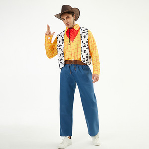 Costumes de couple Woody de Toy Story, tenues de cowboy western pour hommes et femmes, ensemble de cosplay d'Halloween pour adultes - Product Image 3