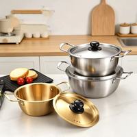 Couvercle de casserole à nouilles en acier inoxydable avec doubles poignées pour cuisinières à gaz et à induction - Casserole à soupe Ramen pour la maison, le camping et les restaurants