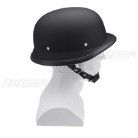Casque de moto vintage allemand M/L/XL, casque de scooter, casque de cruiser, casque demi-face, casque de moto noir brillant, style automobile noir