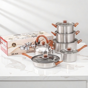 12pcs Stainless Steel Cookware <strong>Set</strong> Kitchenware Pots and Pans for Cooking Frying Nonstick <strong>Cookpot</strong> Pan <strong>Set</strong> - Product Image 1