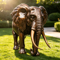 Statue d'éléphant en bronze poli, sculpture réaliste d'animal, figurine personnalisable en taille et couleur, grande taille, décoration pour la maison, le bureau, le jardin, l'extérieur