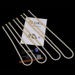 Collar de Tenis Personalizado Barato de 4mm y 16-24 Pulgadas, Chapado en Oro, con Moissanita VVS, Cadena de Moissanita para Hombre, Estilo Hip Hop, Plata S925, con Certificado - Product Image 2