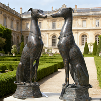 Sculpture de chien assis en bronze coulé, style animal réaliste, sur mesure, pour la décoration de cour de manoir