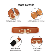 2024 mode ceintures extensible or Double joint torique boucle large extensible ceinture élastique Double boucle en métal ceinture