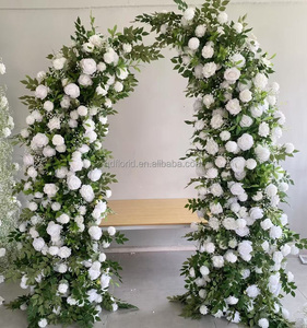 L101 seda falsa curva <span class=keywords><strong>rota</strong></span> rosas artificiales <span class=keywords><strong>flores</strong></span> Floral cuerno arco para boda fiesta evento entrada decoración de fondo - Product Image 2
