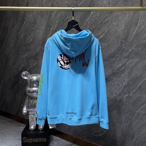 Felpa <span class=keywords><strong>con</strong></span> Cappuccio Invernale di Alta Qualità Chrome Heart Blu <span class=keywords><strong>con</strong></span> Stampa Lettering, in Cotone, <span class=keywords><strong>con</strong></span> Tasca, Vestibilità Ampia, Pullover - Product Image 3