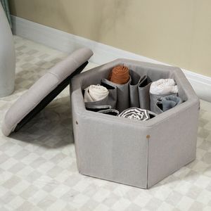 Modern Burgundy Fabric <strong>Storage</strong> <strong>Stool</strong> 38x38x38cm Decorative Furniture for Living Room <strong>Bathroom</strong> Hotel Apartment Home Office - Product Image 6