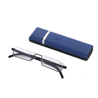 Lunettes de lecture unisexe haut de gamme à demi-monture carrée, vente en gros directe usine, avec porte-stylo, verres anti-lumière bleue TR90, modèle populaire