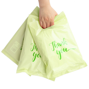 Custom Printed Logo Colorfully <strong>Black</strong> Personalized HDPE Merchandise Die Cut Plastic Shopping Bag With Handle - Product Image 6