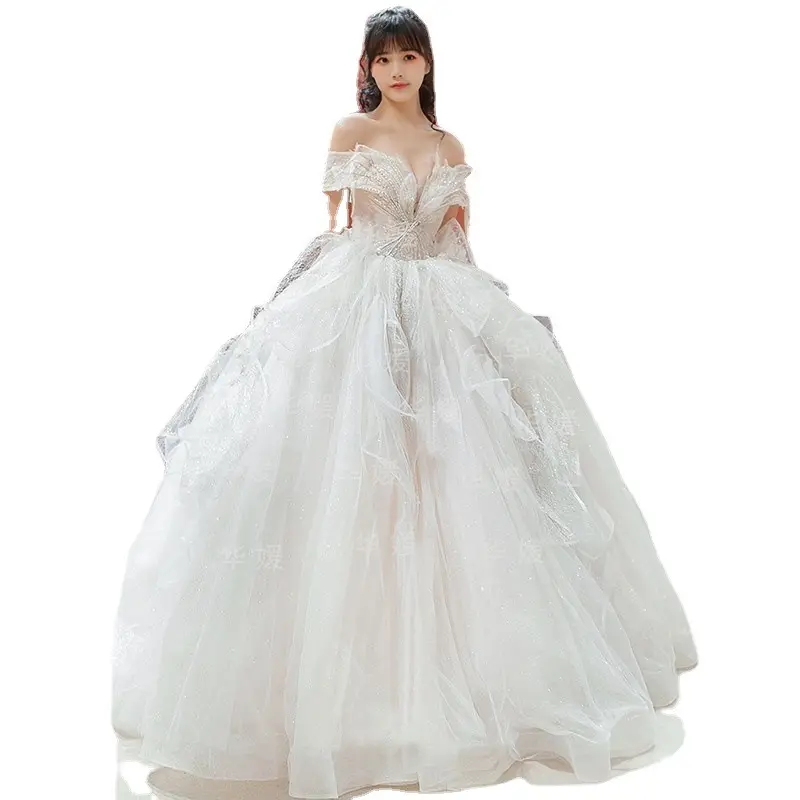 2021 vestido de noiva Grande Trem vestidos de noiva manga longa vestidos de casamento mangas compridas vestido para o casamento