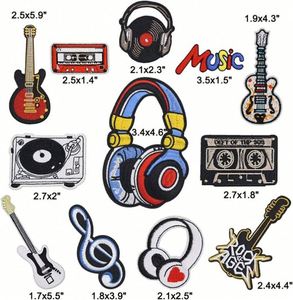 Patchs thermocollants brodés style musical écologiques pour la réparation de vêtements, motifs instruments de musique, vente en gros - Product Image 2