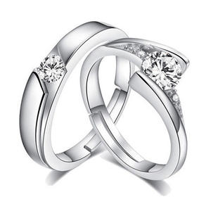 Bague de mariage en argent 925 réglable pour homme et femme, couronne d'amour sertie de diamants, gravure de préfixe, ornement, bague de couple - Product Image 3