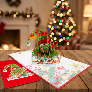 Meilleure Vente : Carte Pop-up 3D Personnalisée, Motif Gnome de Noël, Artisanat en Papier, Cadeaux de Mariage, Style Animal Fait Main, Papier Hanoi - Product Image 5